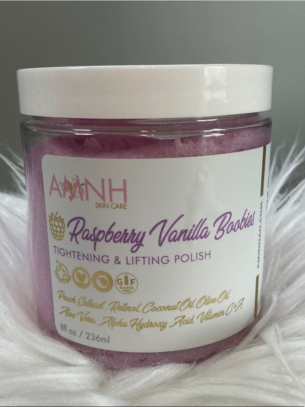 Aminnah Raspberry Vanilla Boobies Tightening & Lifting Polish NEW 8oz Retail $36